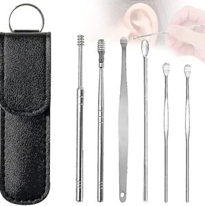 🆕 Earwax Cleaner Set w/ black leather case & key ring. Excellent condition item